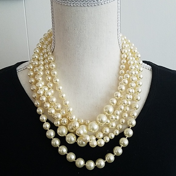 J Crew Multi Strand Faux Pearl Necklace 